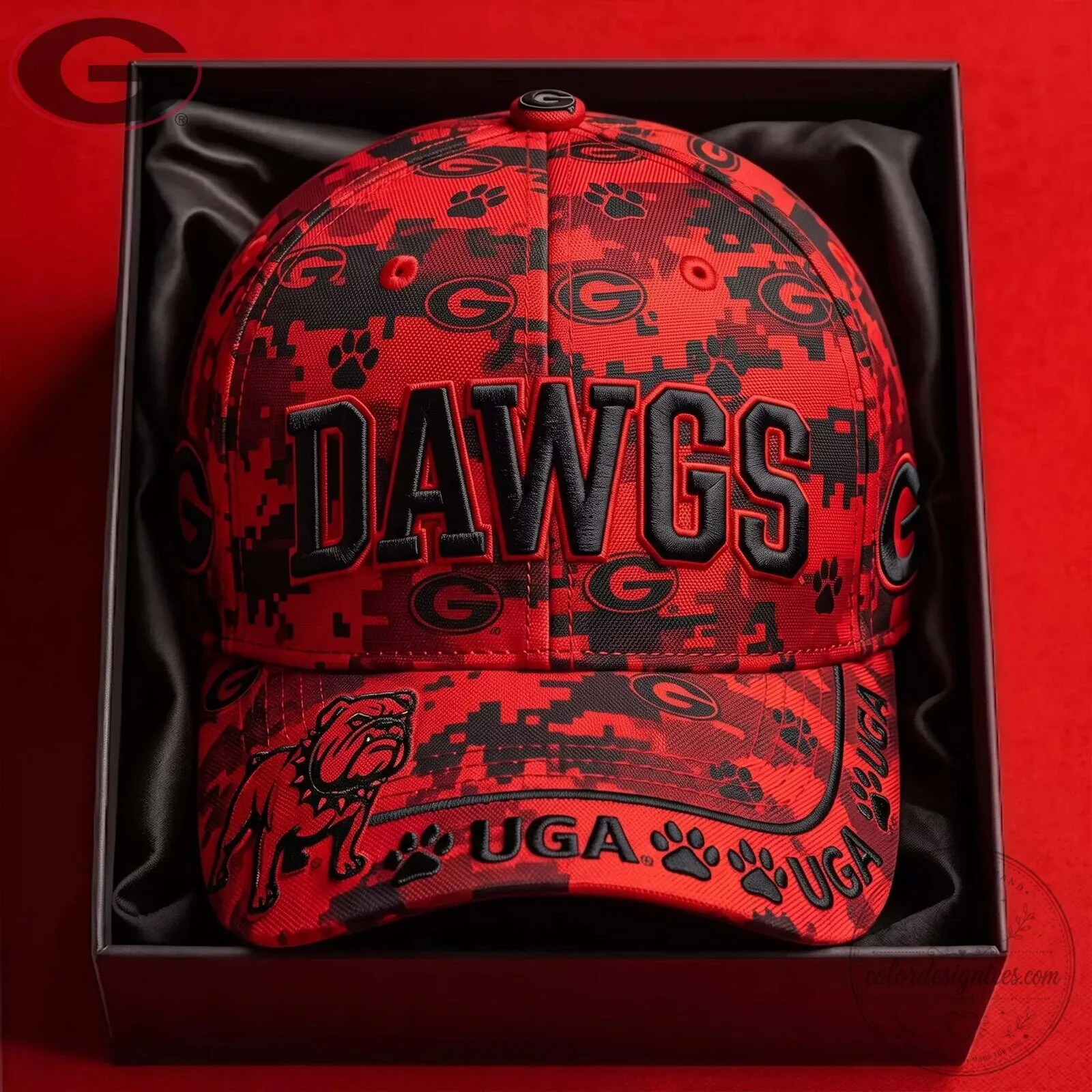 Go Dawgs Georgia Bulldogs Red Camouflage Baseball Cap