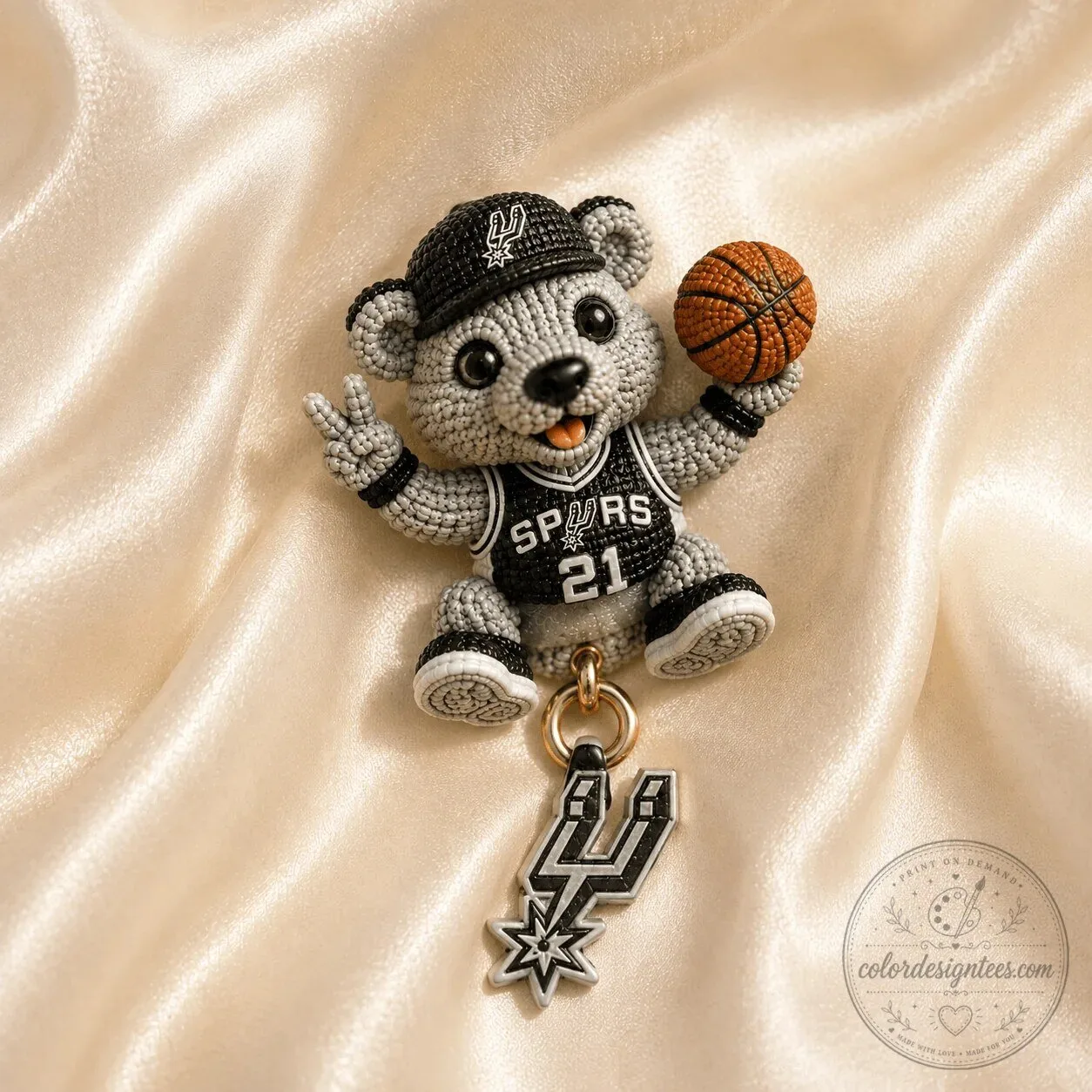 Dangle Earrings Featuring San Antonio Spurs Basketball Bear Design