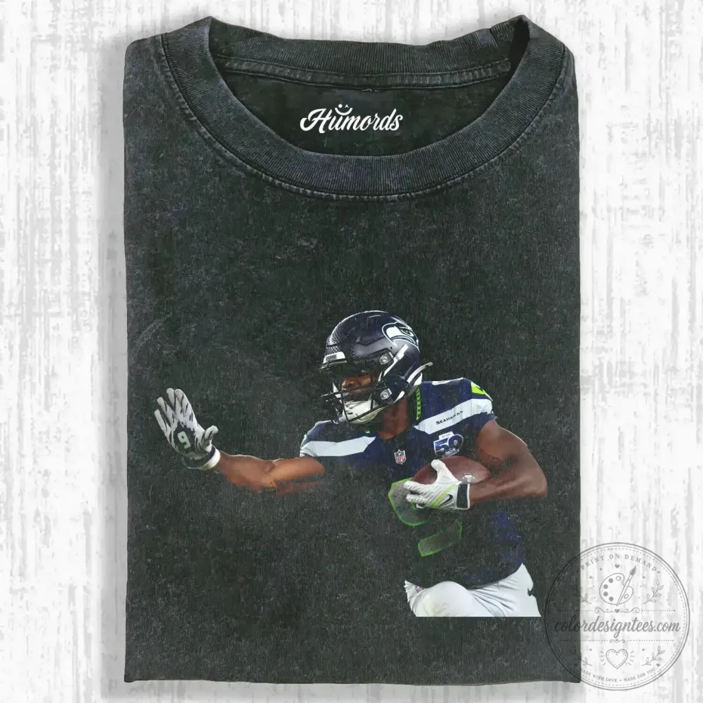 Seattle Seahawks Graphic T-Shirt of Football Player Kenneth Walker III Seattle Seahawks Graphic T-Shirt of Football Player Kenneth Walker III