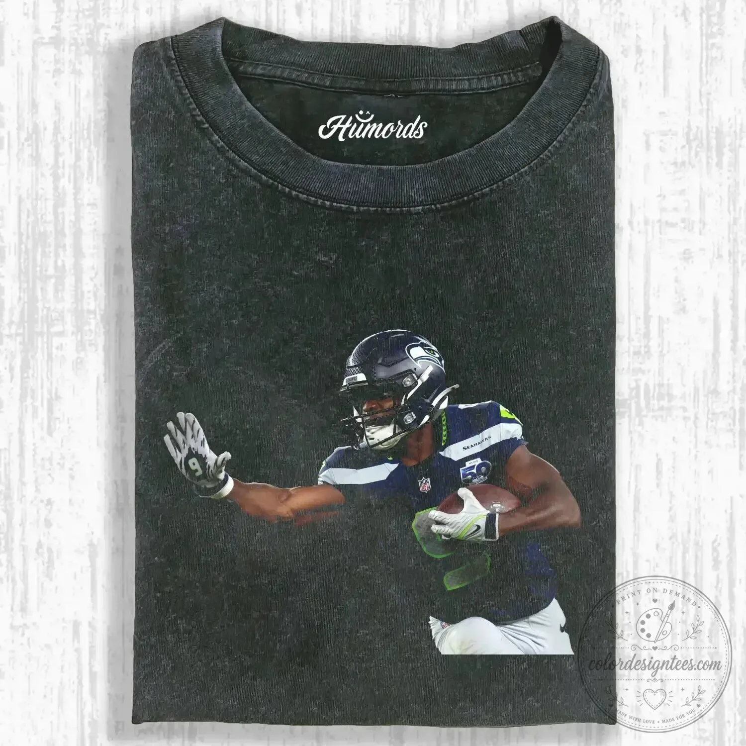 Seattle Seahawks Graphic T-Shirt of Football Player Kenneth Walker III