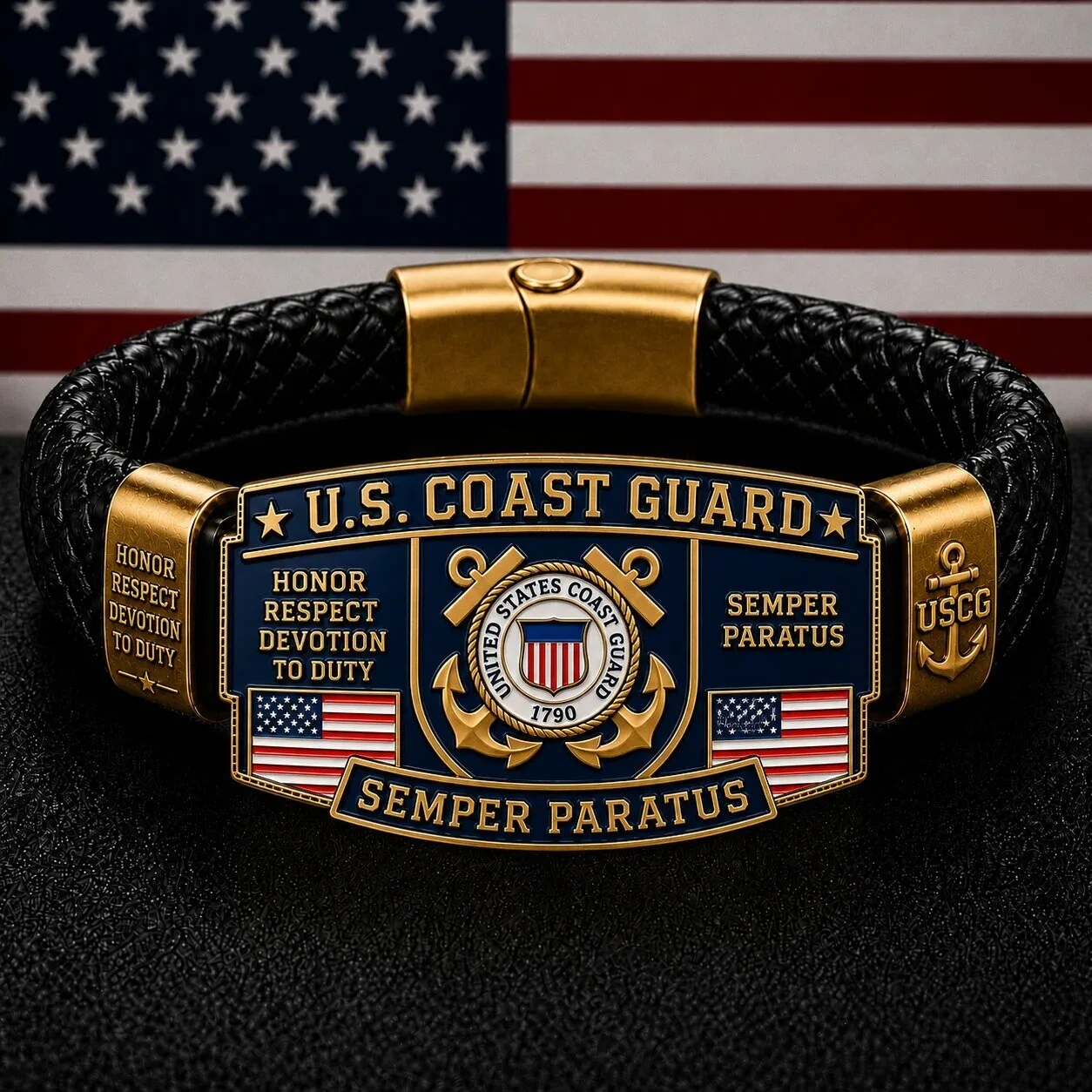 United States Coast Guard Semper Paratus Honor Respect Devotion To Duty Bracelet