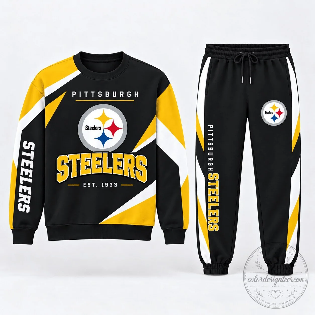 Pittsburgh Steelers Football Team Black and Gold Jogger Sweatshirt Set 5 Pittsburgh Steelers Football Team Black and Gold Jogger Sweatshirt Set