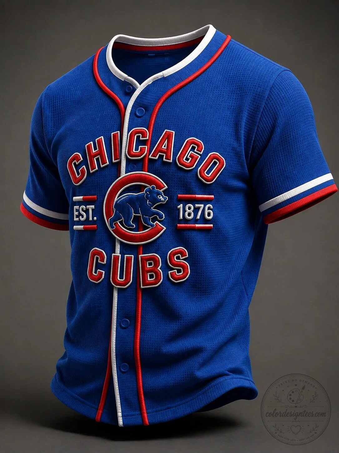 Chicago Cubs Baseball Jersey Vintage Style Pinstripe Button-Front