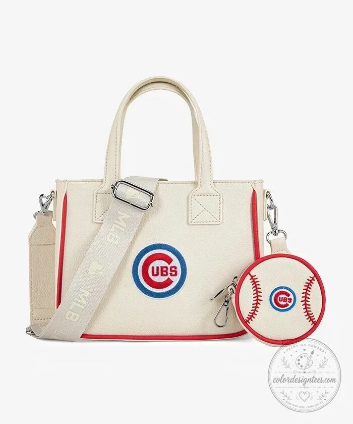 Chicago Cubs Baseball Cream Tote Bag with Matching Coin Pouch