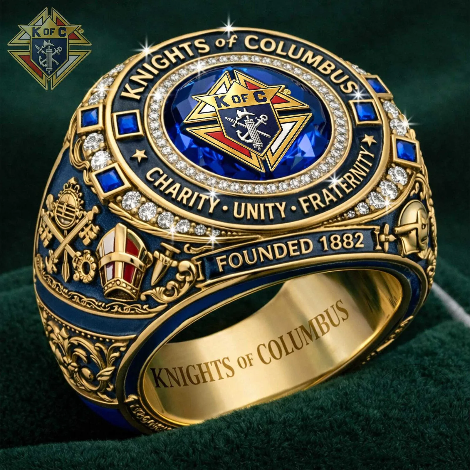 Knights of Columbus Founded 1882 Charity Unity Fraternity Gold Ring