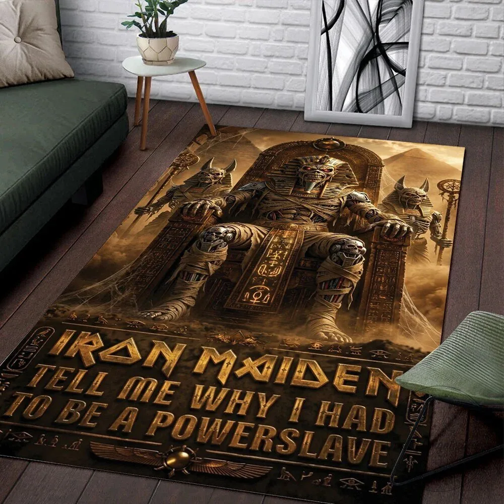Iron Maiden Powerslave Album Cover Art Rectangular Floor Rug