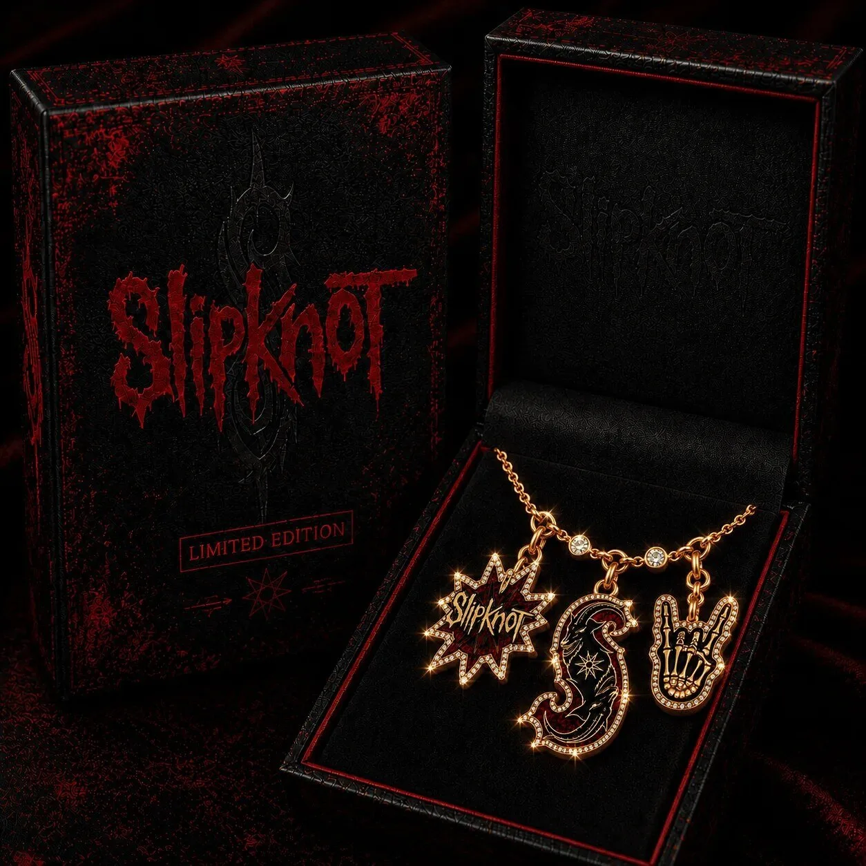 Slipknot Gold Chain with Diamond Pendant Necklace