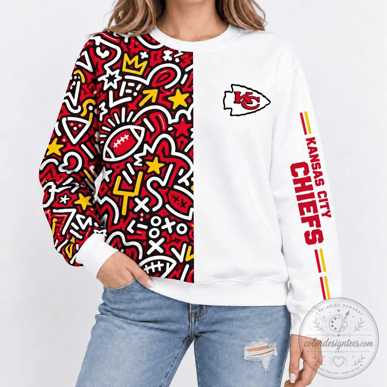 Kansas City Chiefs National Football League Pop Art Doodle Sweatshirt