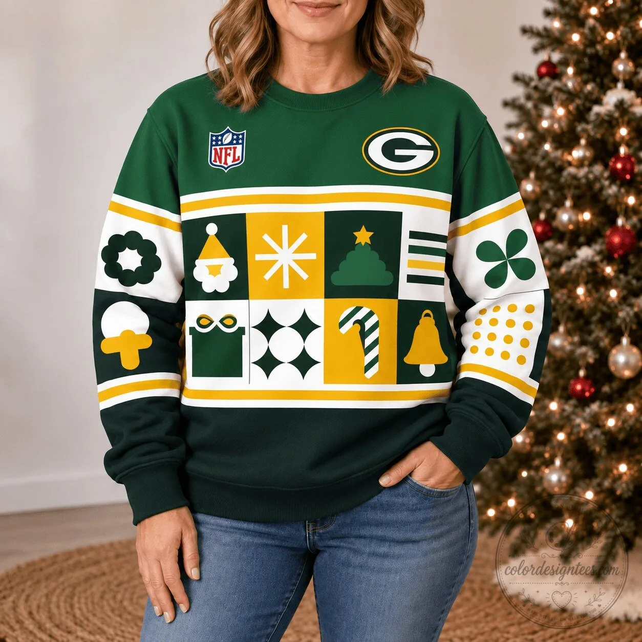 Green Bay Packers National Football League Christmas Holiday Crewneck Sweatshirt