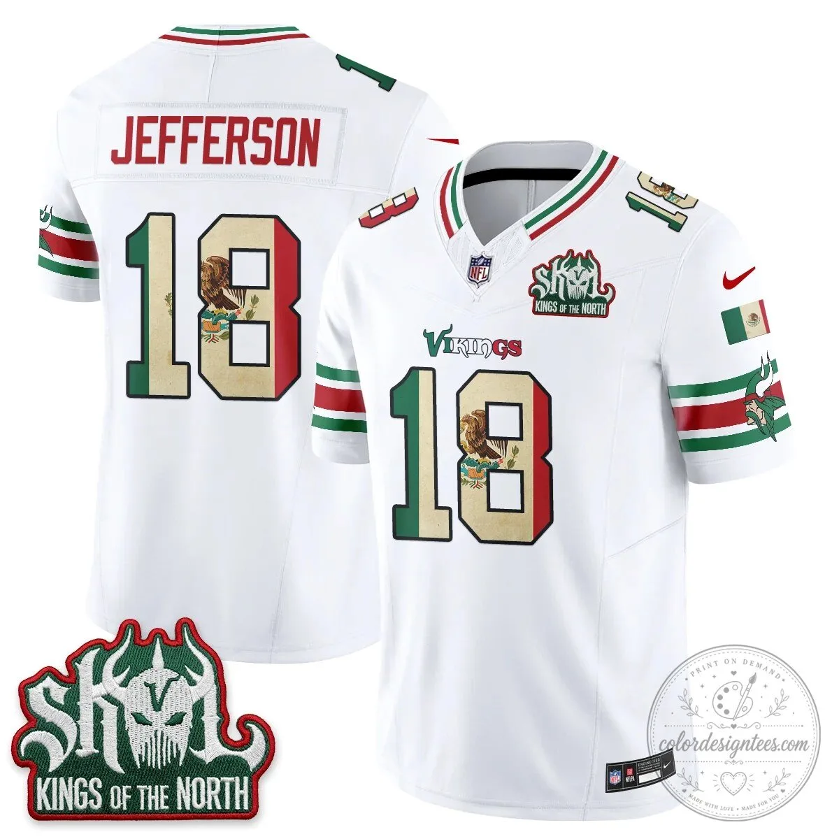 Justin Jefferson Kings Of The North Jersey for Minnesota Vikings Football Fans
