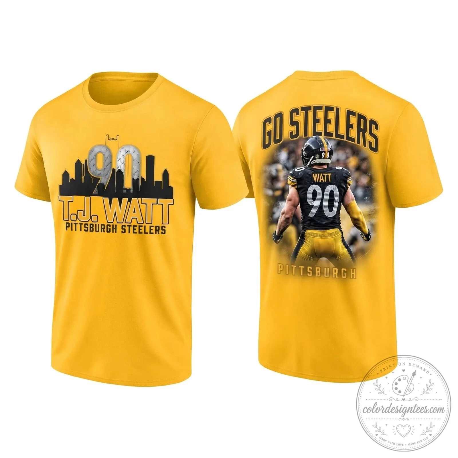 T.J. Watt Pittsburgh Steelers Football Team Number 90 Black Graphic T-Shirt 12 T.J. Watt Pittsburgh Steelers Football Team Number 90 Black Graphic T-Shirt