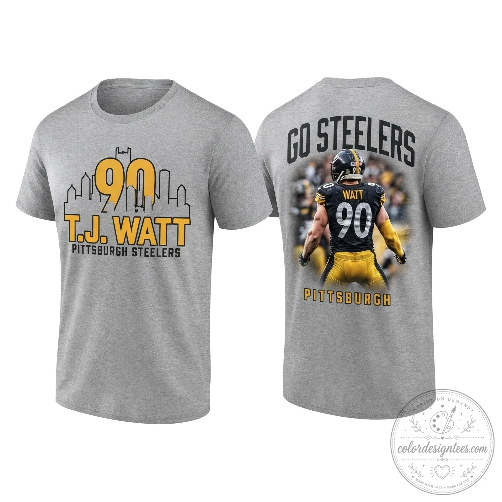 T.J. Watt Pittsburgh Steelers Football Team Number 90 Black Graphic T-Shirt 14 T.J. Watt Pittsburgh Steelers Football Team Number 90 Black Graphic T-Shirt