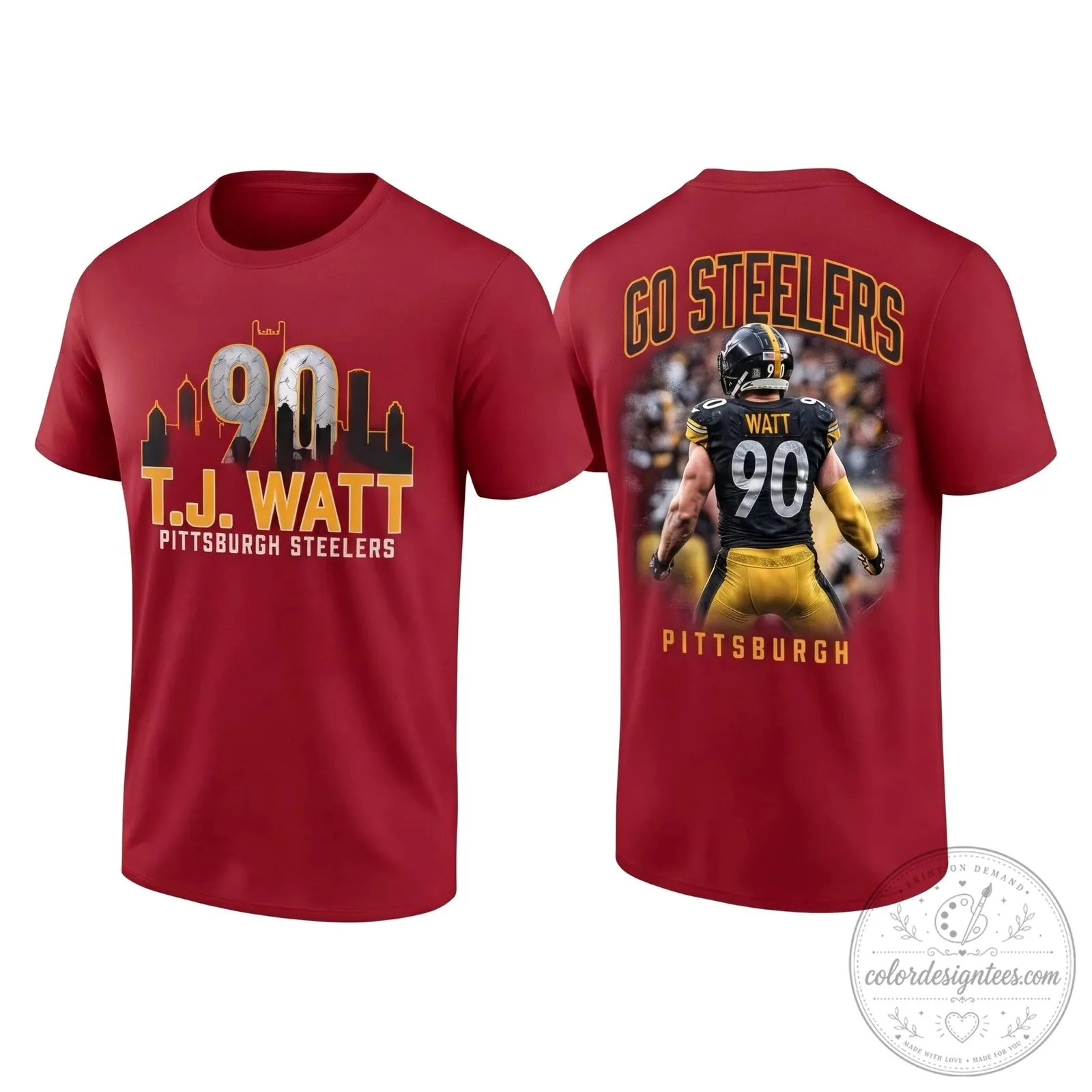 T.J. Watt Pittsburgh Steelers Football Team Number 90 Black Graphic T-Shirt 15 T.J. Watt Pittsburgh Steelers Football Team Number 90 Black Graphic T-Shirt