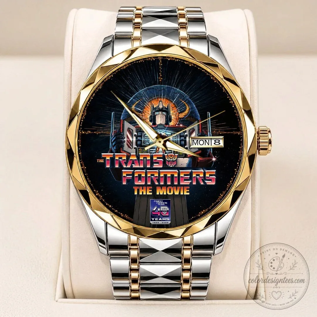 Transformers The Movie 40th Anniversary Optimus Prime Gold and Silver Watch