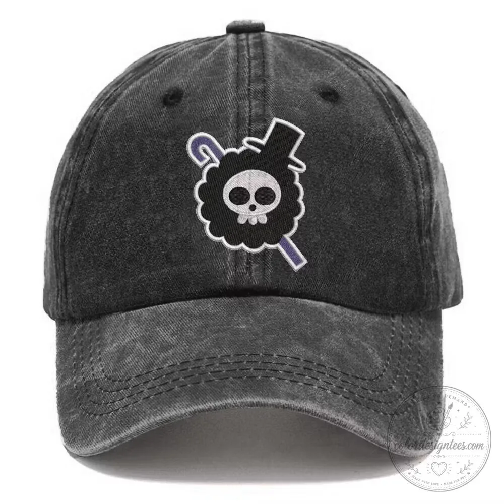 One Piece Brook Skull Embroidered Adjustable Baseball Cap Hat