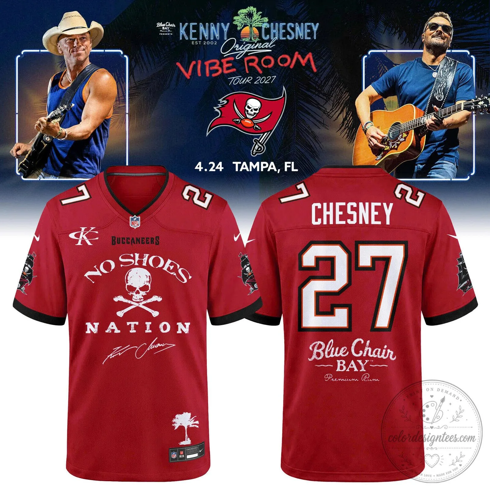 Kenny Chesney No Shoes Nation Tampa Bay Buccaneers Football Jersey 50 Kenny Chesney No Shoes Nation Tampa Bay Buccaneers Football Jersey