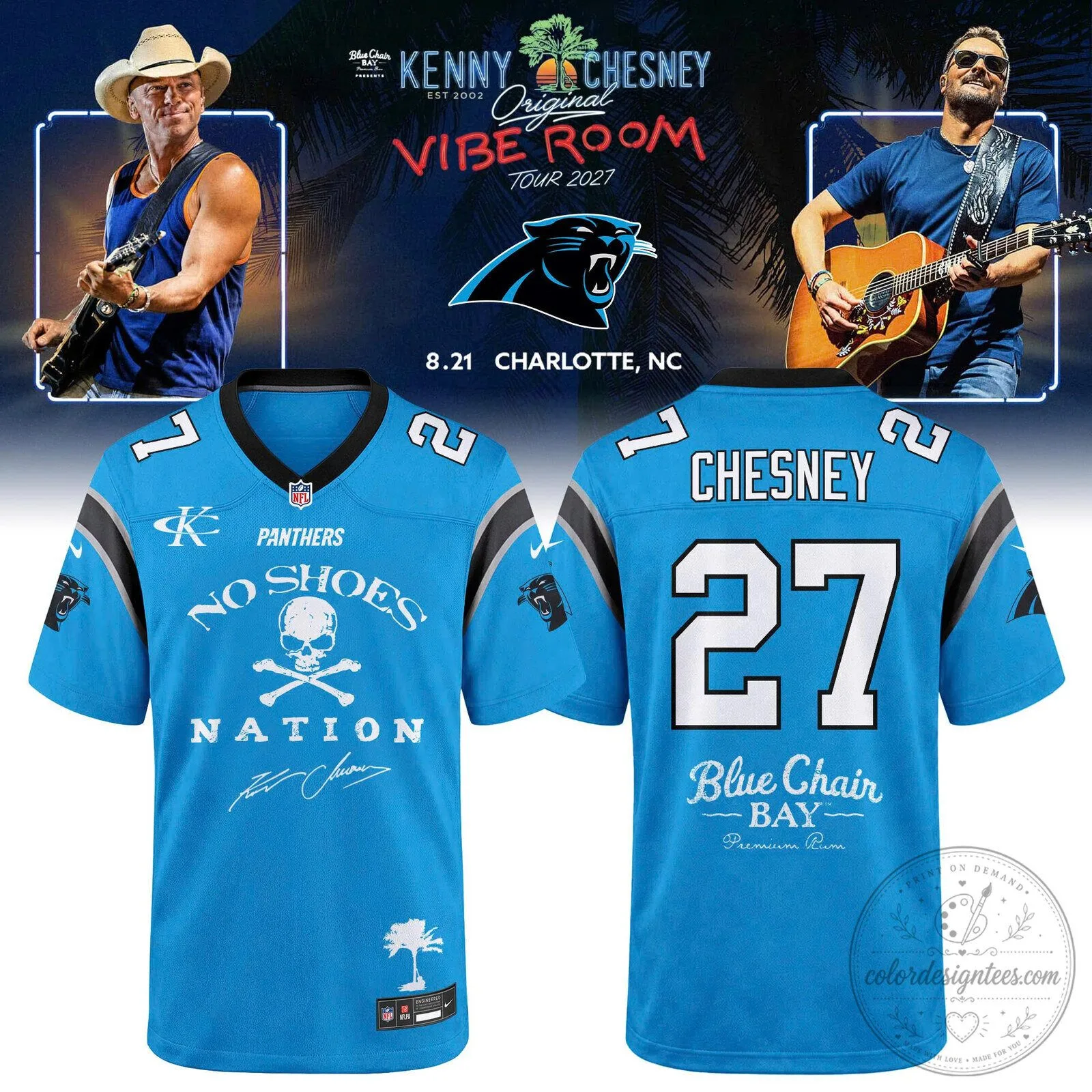 Kenny Chesney No Shoes Nation Carolina Panthers Football Jersey 7 Kenny Chesney No Shoes Nation Carolina Panthers Football Jersey