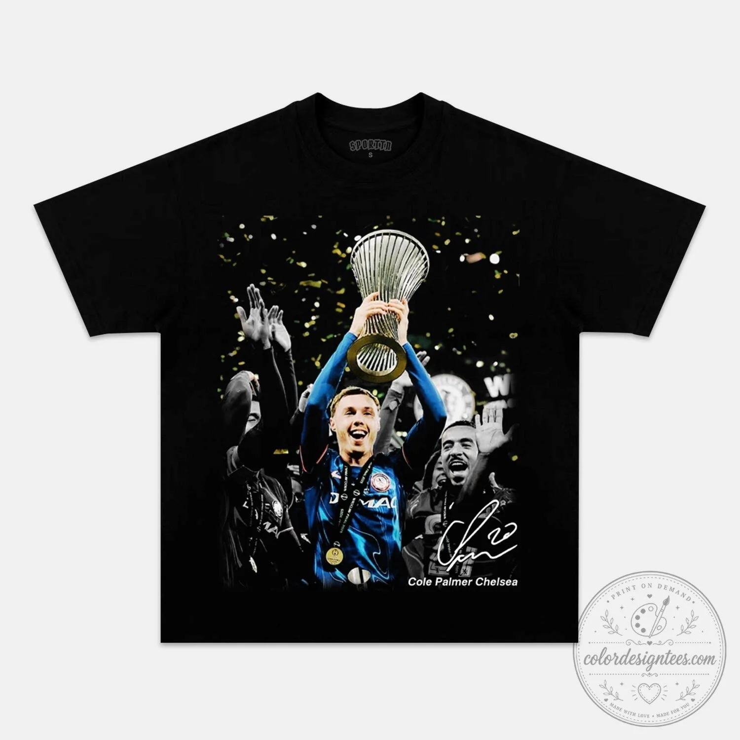 Cole Palmer Chelsea Football Club Player Celebration Black T-Shirt