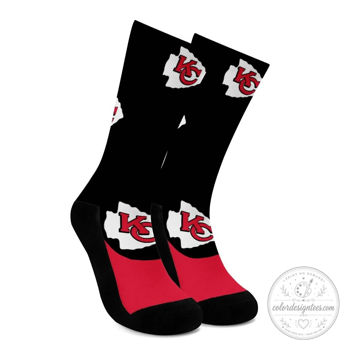 Kansas City Chiefs National Football League Team Logo Black Crew Socks