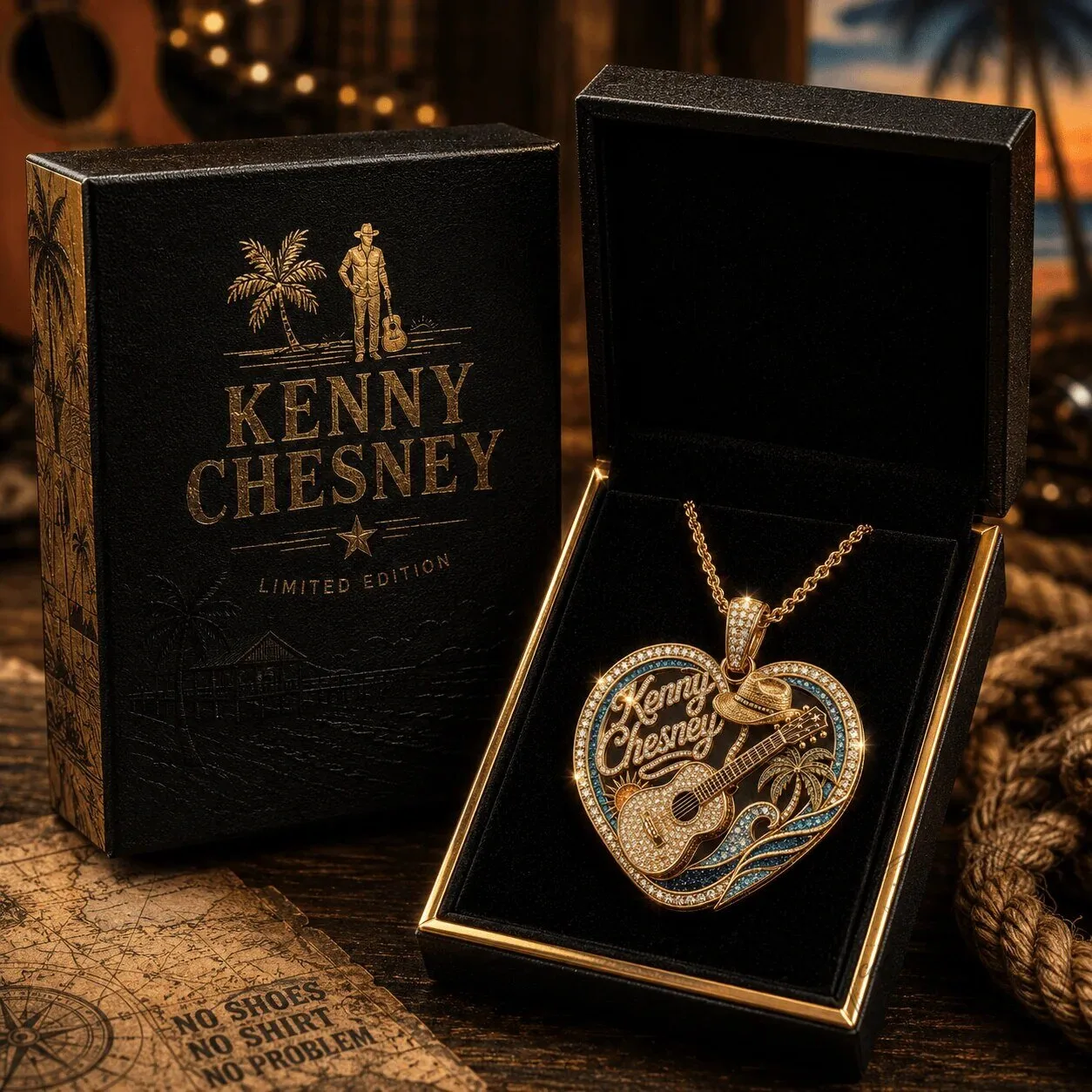 Kenny Chesney No Shoes No Shirt No Problems Heart Pendant Necklace