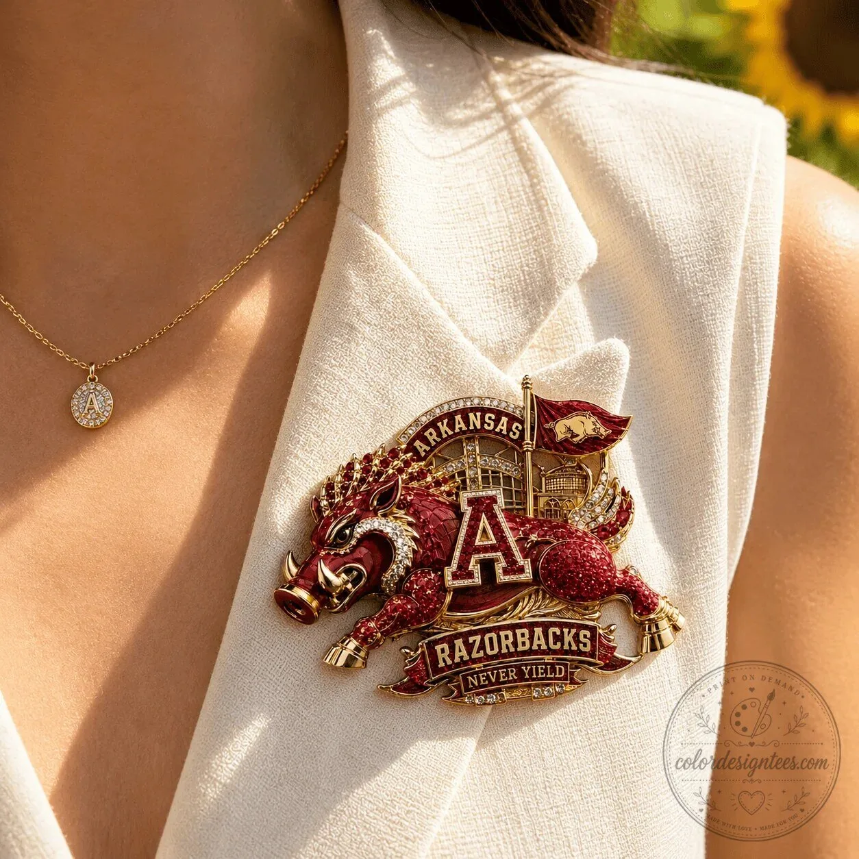 Arkansas Razorbacks Wild Boar Mascot Diamond Encrusted Lapel Pin Brooch 8 Arkansas Razorbacks Wild Boar Mascot Diamond Encrusted Lapel Pin Brooch