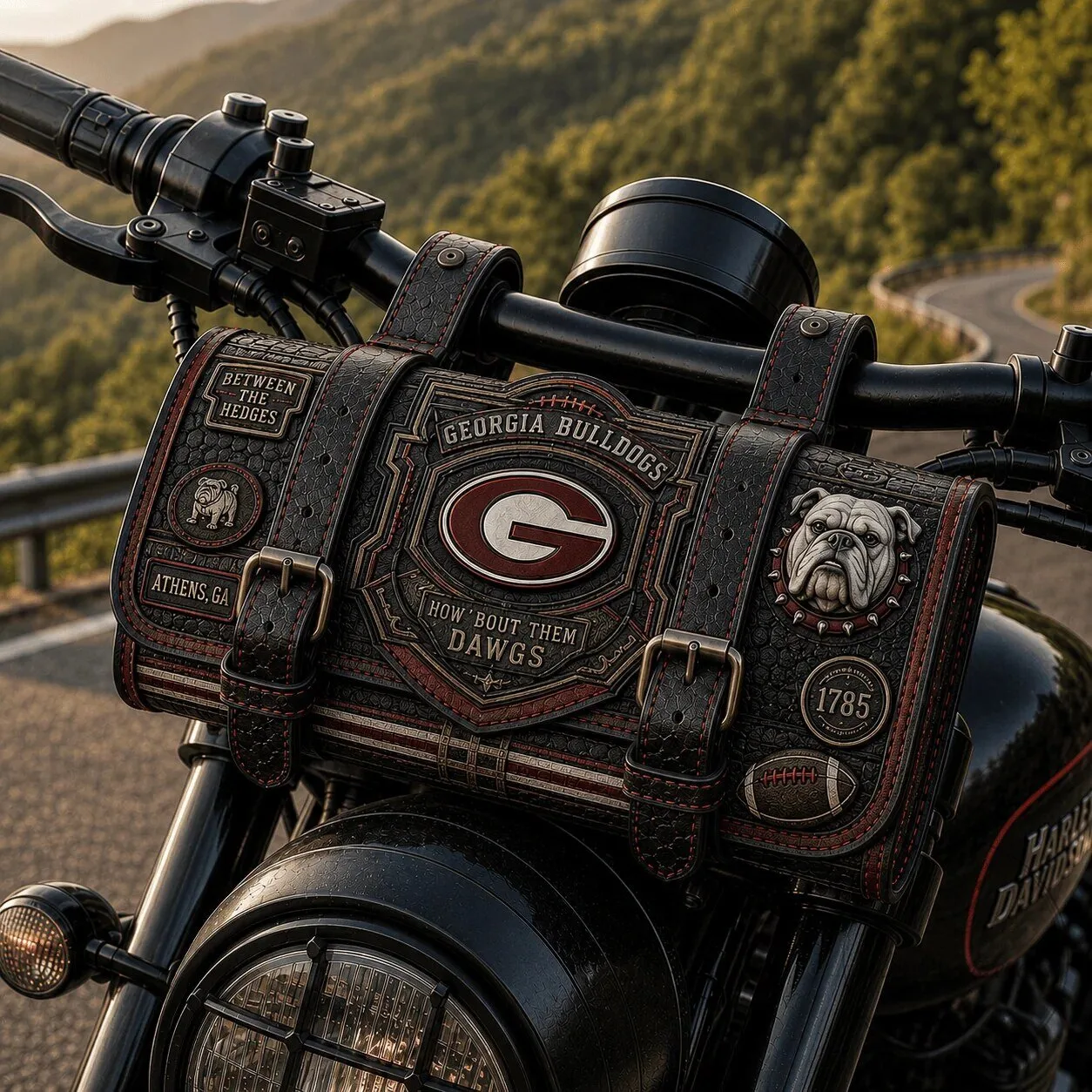 Georgia Bulldogs Vintage Motorcycle Bag for Harley Davidson