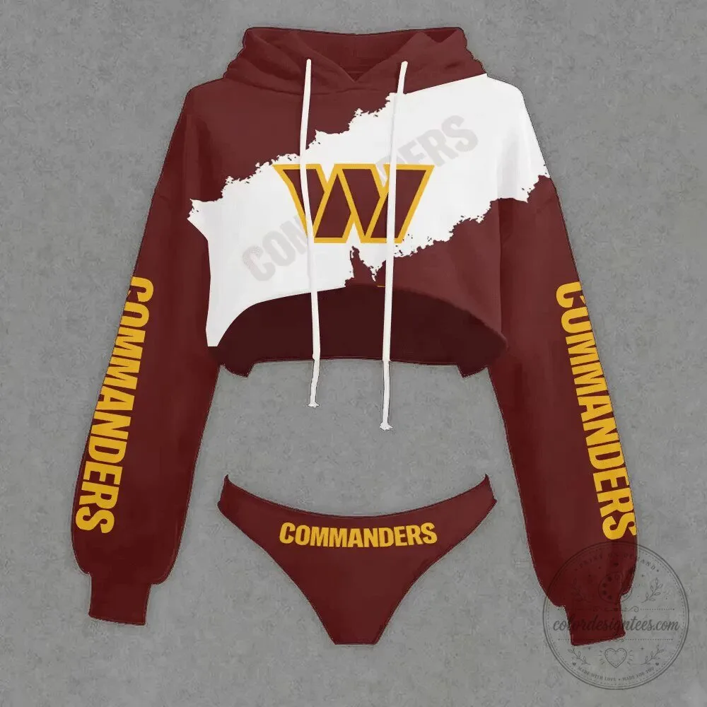 Washington Commanders Women's Cropped Hoodie and Bikini Bottom Set