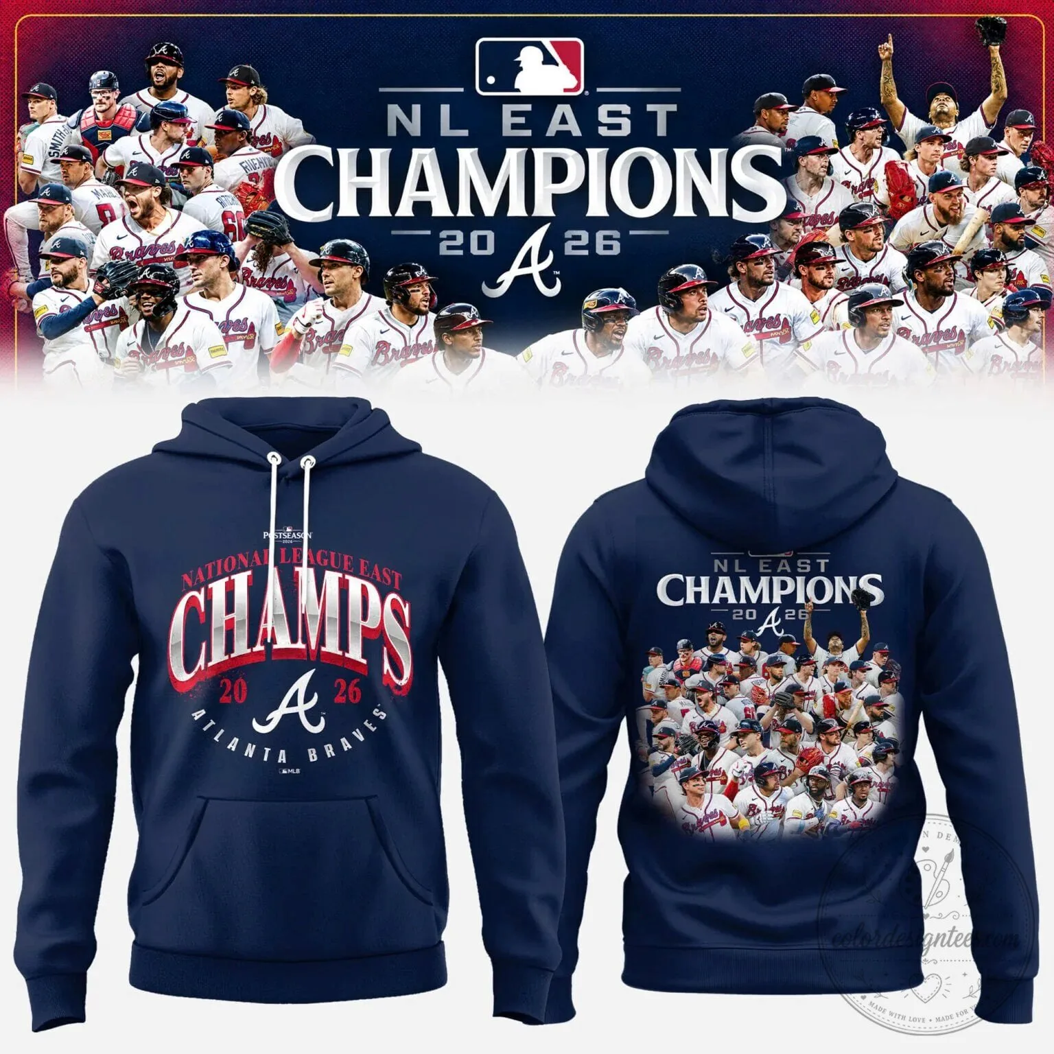 Atlanta Braves National League East Champions 2026 Baseball Team Hoodie