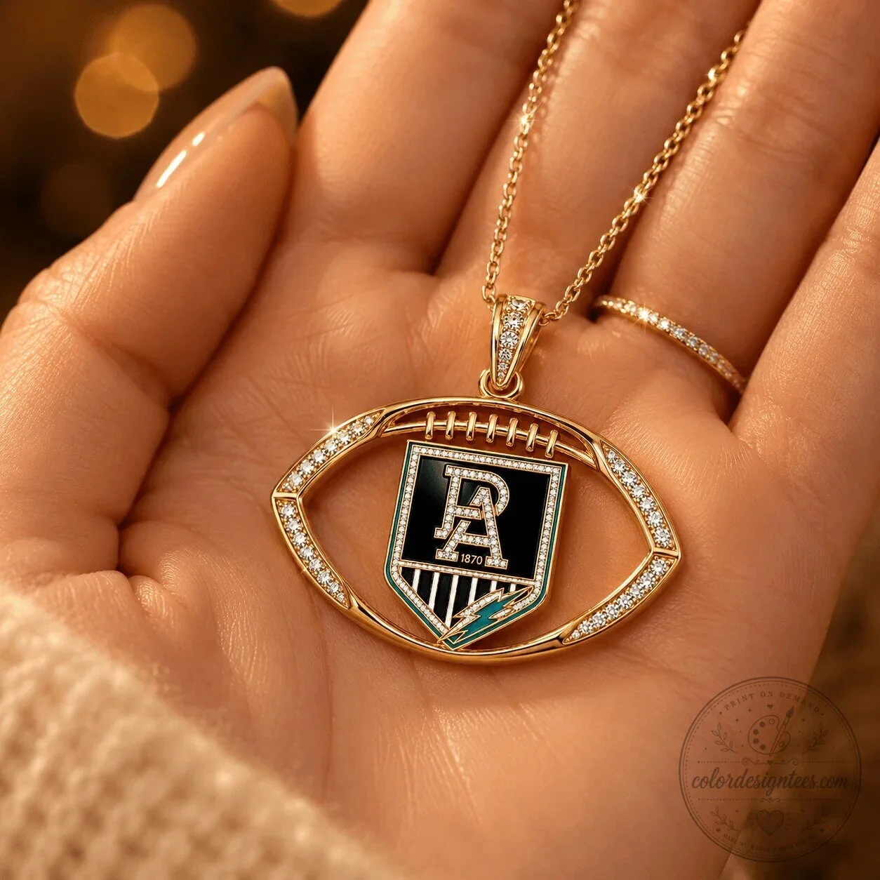Port Adelaide Power Football Club Gold Chain Diamond Pendant Necklace 10 Port Adelaide Power Football Club Gold Chain Diamond Pendant Necklace