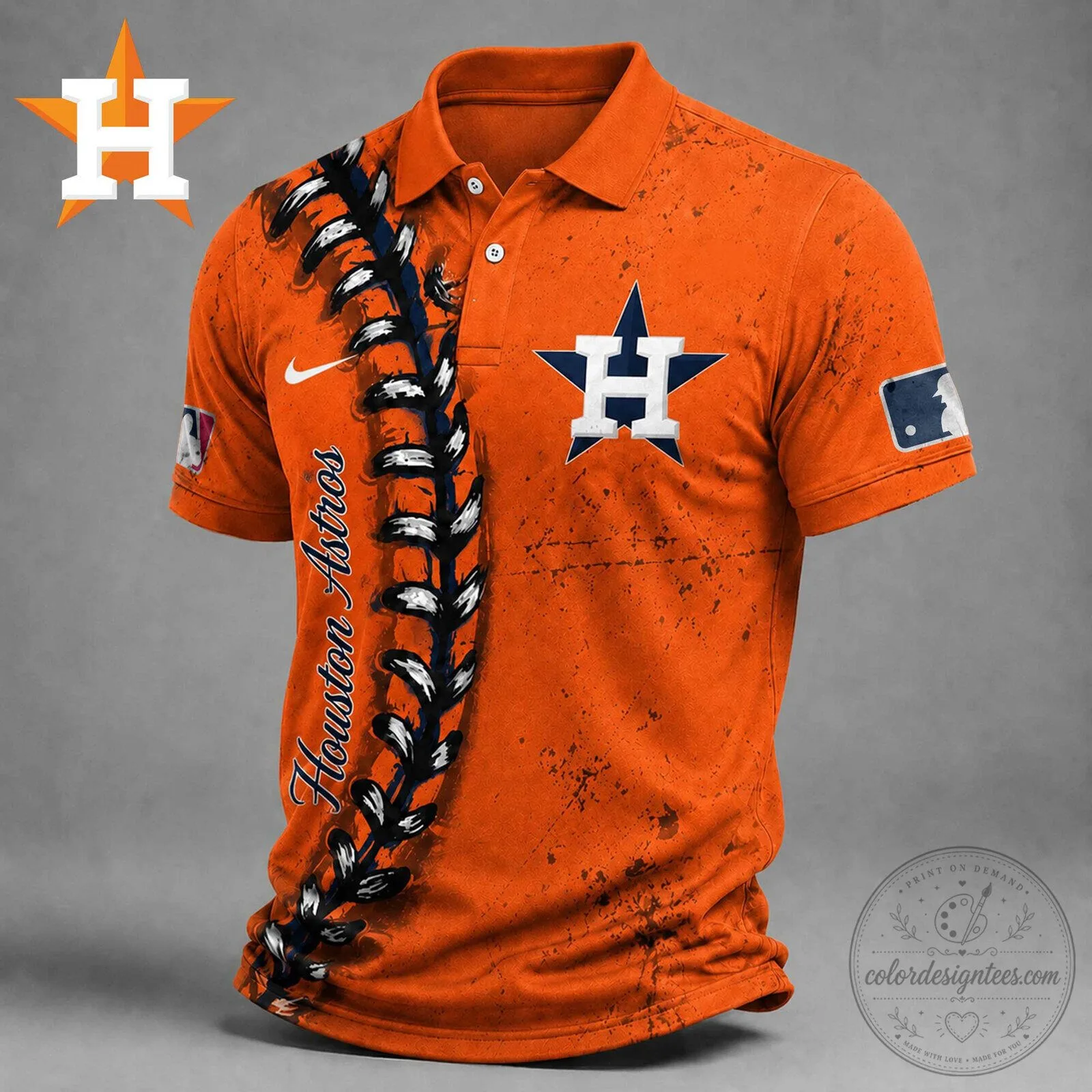 Houston Astros Baseball Stitch Polo Shirt