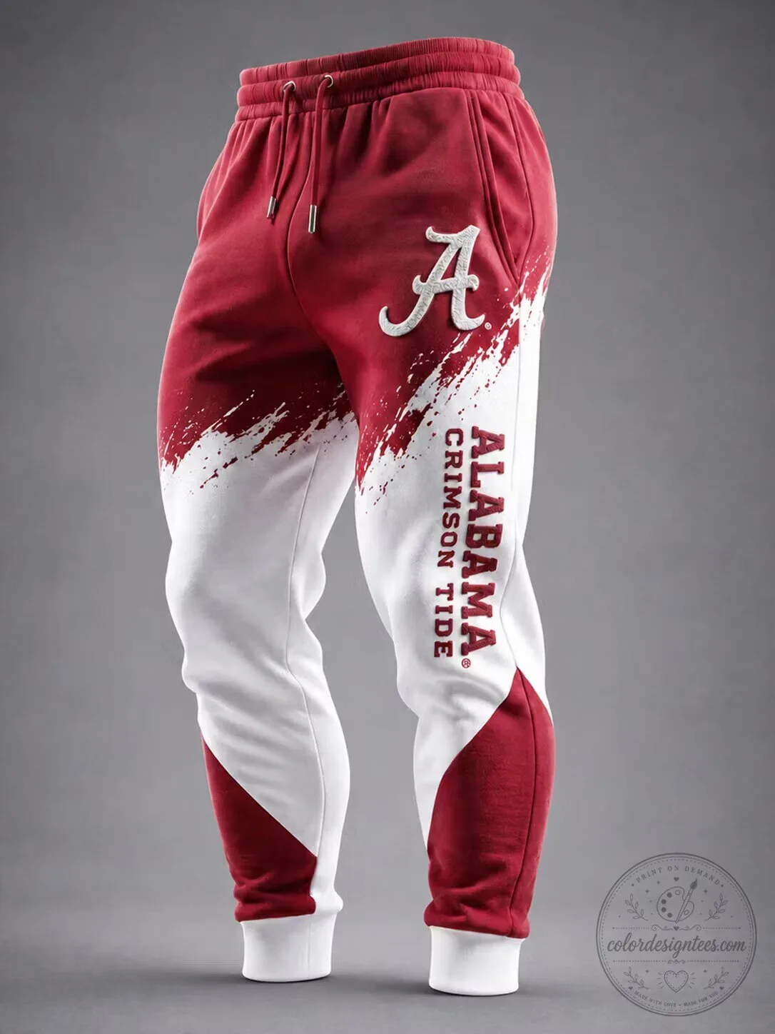Alabama Crimson Tide Football Team Red and White Jogger Pants