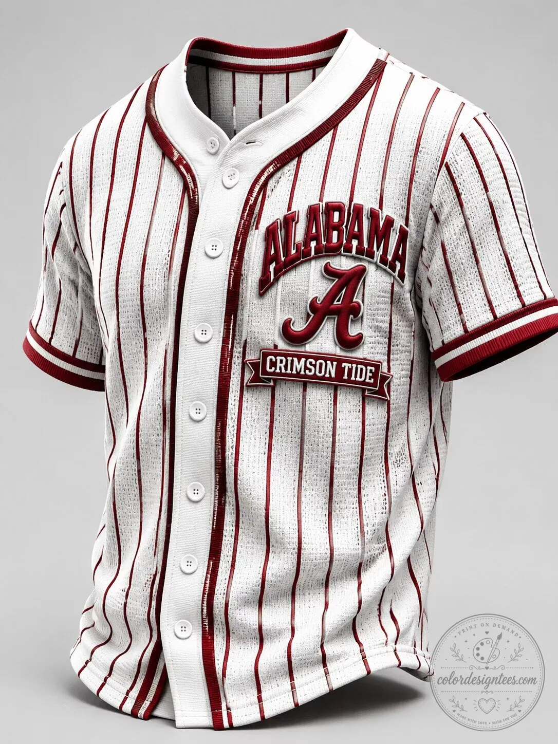 Alabama Crimson Tide Baseball Pinstripe Button-Up Jersey