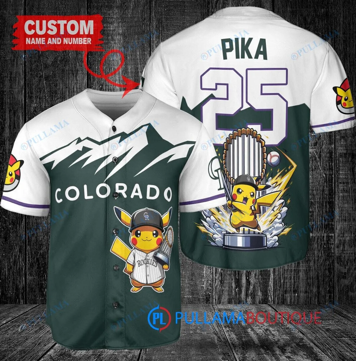 Colorado Rockies Baseball Pikachu Pokemon World Series Trophy Custom Baseball Jersey