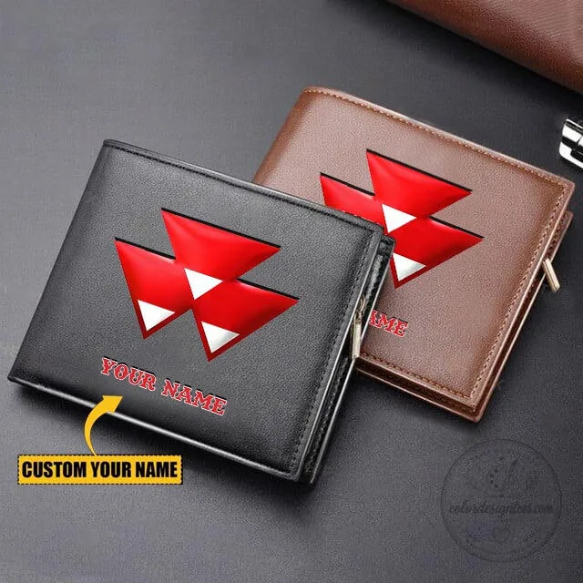 Massey Ferguson Red Logo Personalized Custom Name Bi-Fold Leather Wallet