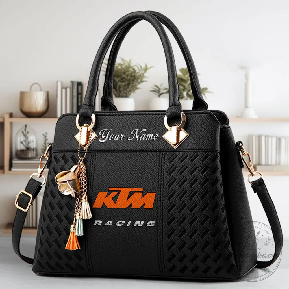 KTM Racing Personalized Black Faux Leather Handbag for Women