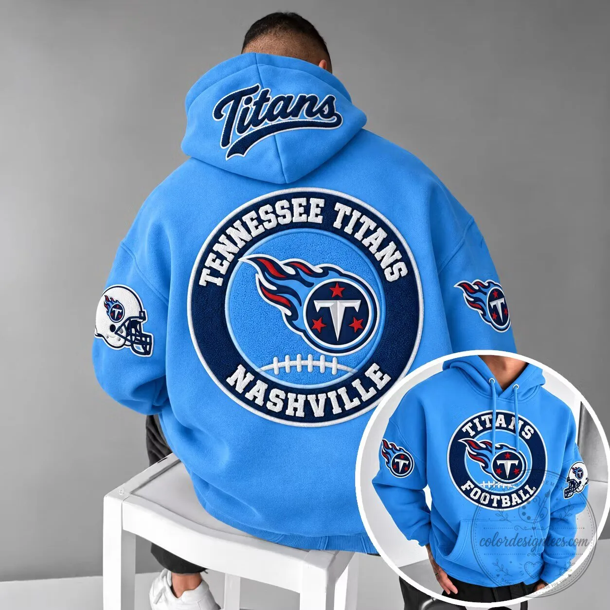 Tennessee Titans Football Team Logo Nashville Blue Pullover Hoodie