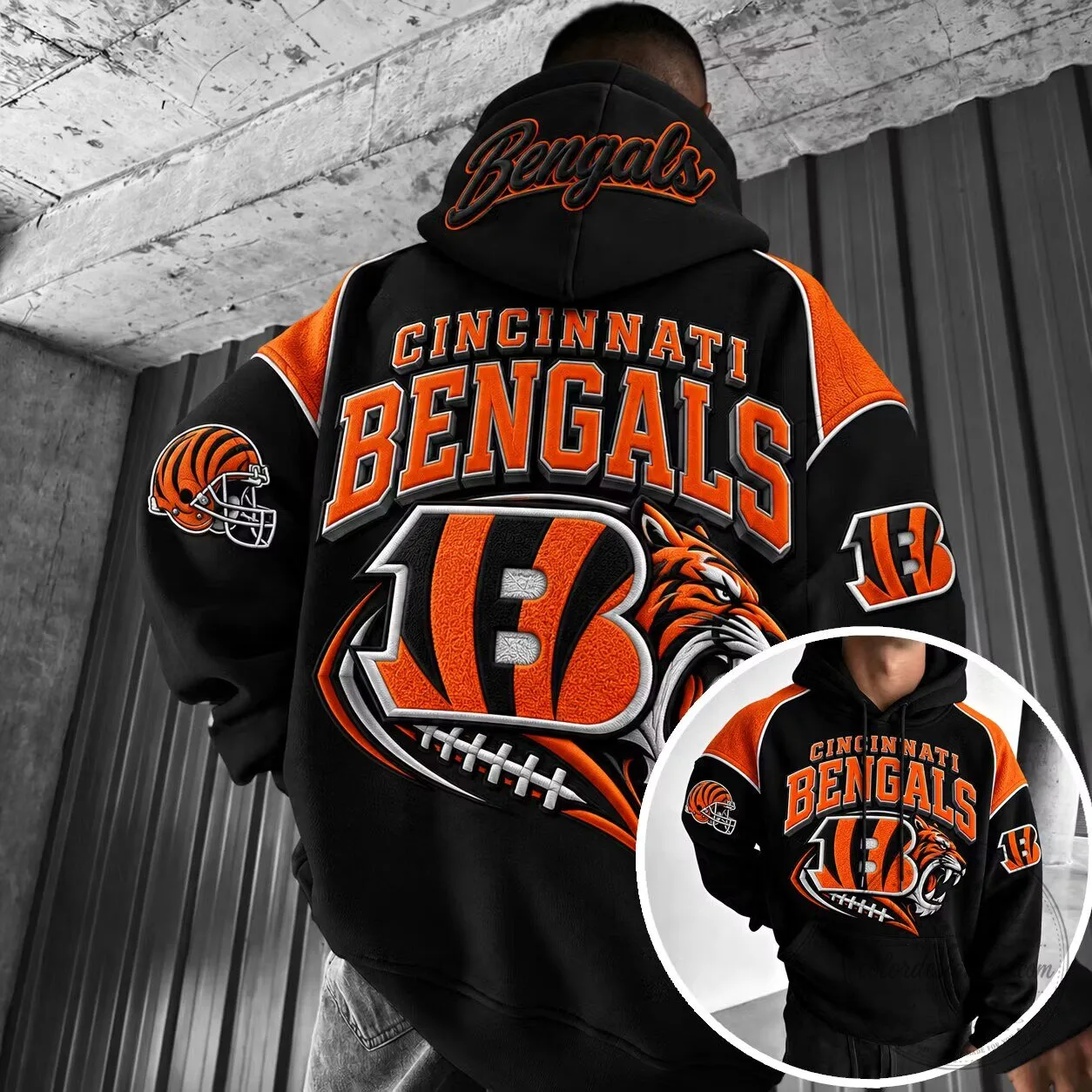 Cincinnati Bengals Football Team Black and Orange Fan Hoodie