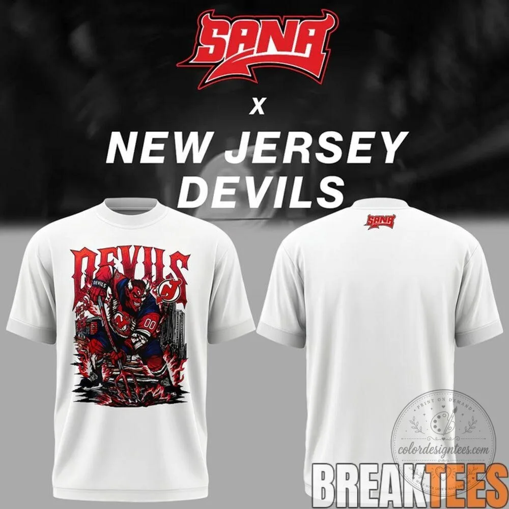 New Jersey Devils SANA Limited Edition White Ice Hockey T-Shirt 1 New Jersey Devils SANA Limited Edition White Ice Hockey T-Shirt