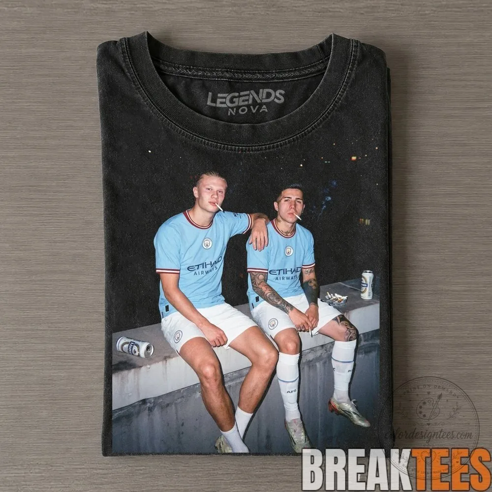 Erling Haaland and Enzo Fernandez Locker Room Hangout Graphic T-Shirt