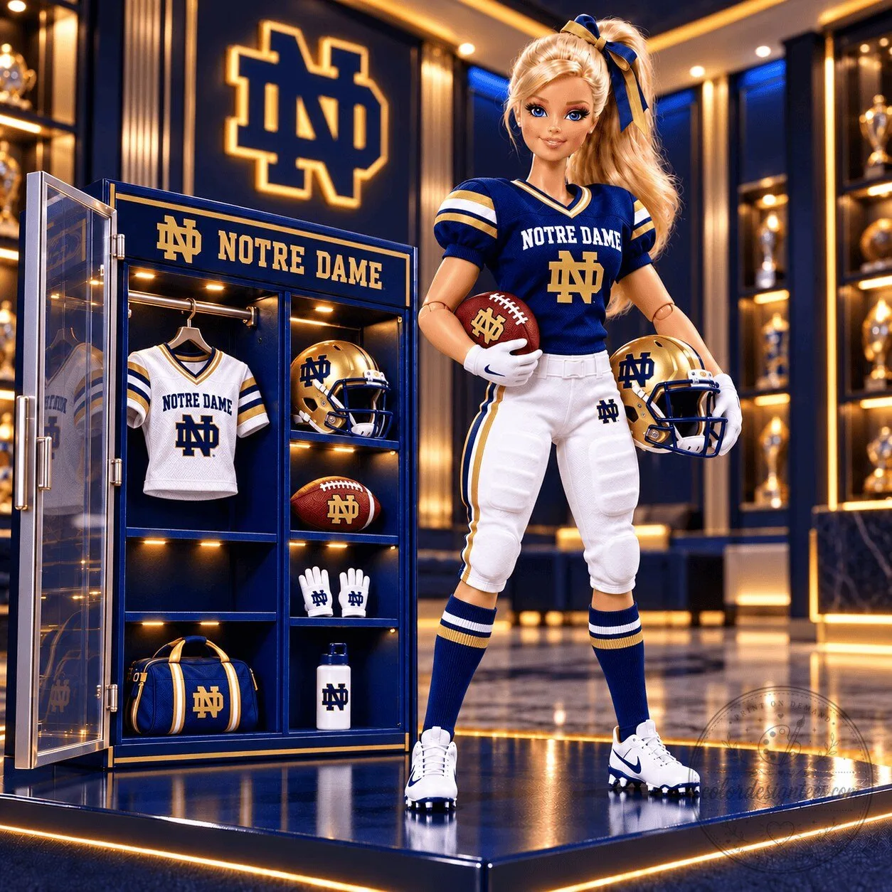 Notre Dame Fighting Irish Football Barbie Doll Collectible Figure