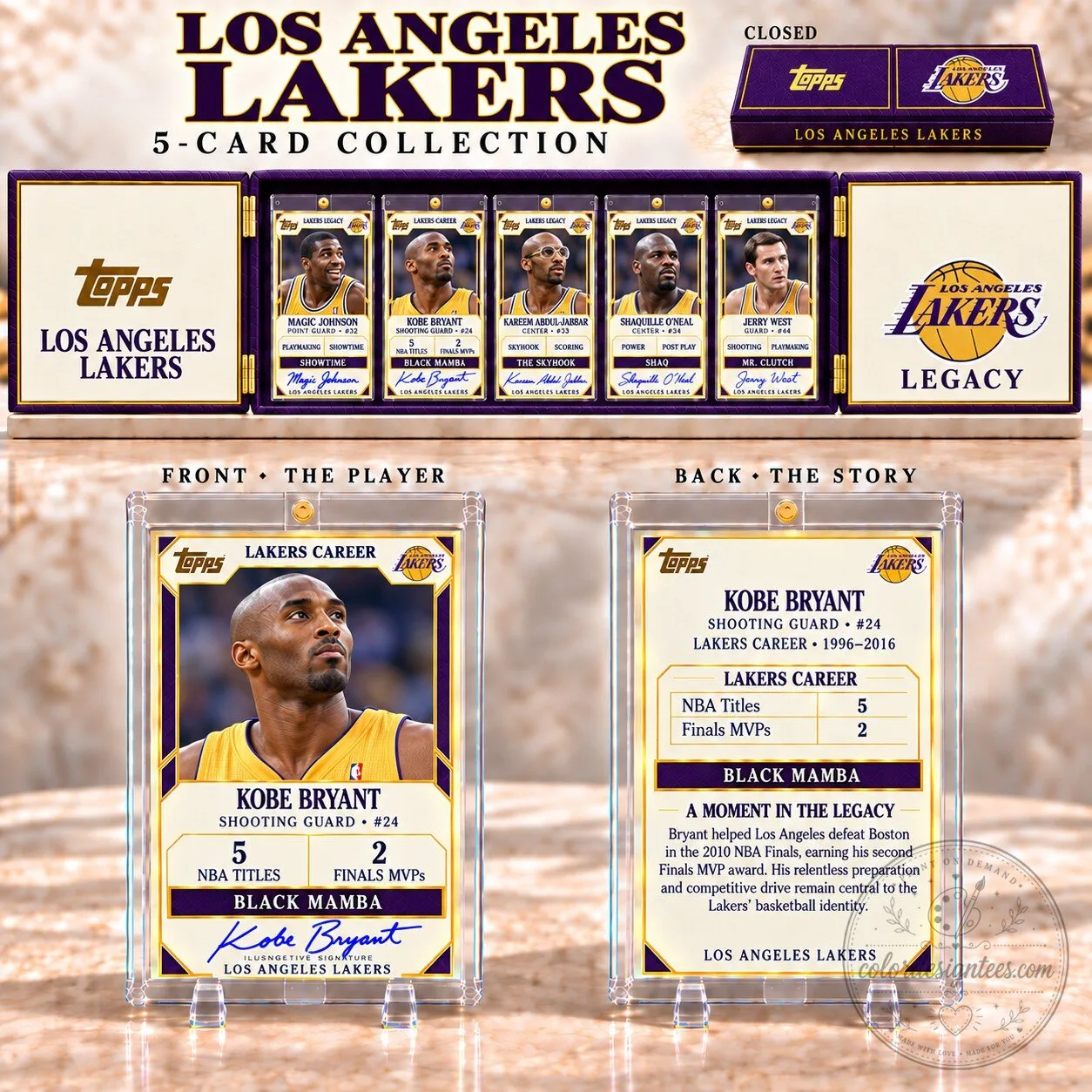 Los Angeles Lakers Topps 5-Card Collection Box Set with Kobe Bryant Card
