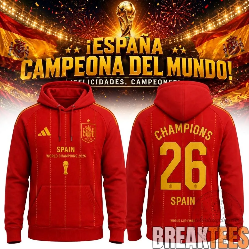 Spain World Champions 2026 Celebration Red Hoodie 1 Spain World Champions 2026 Celebration Red Hoodie