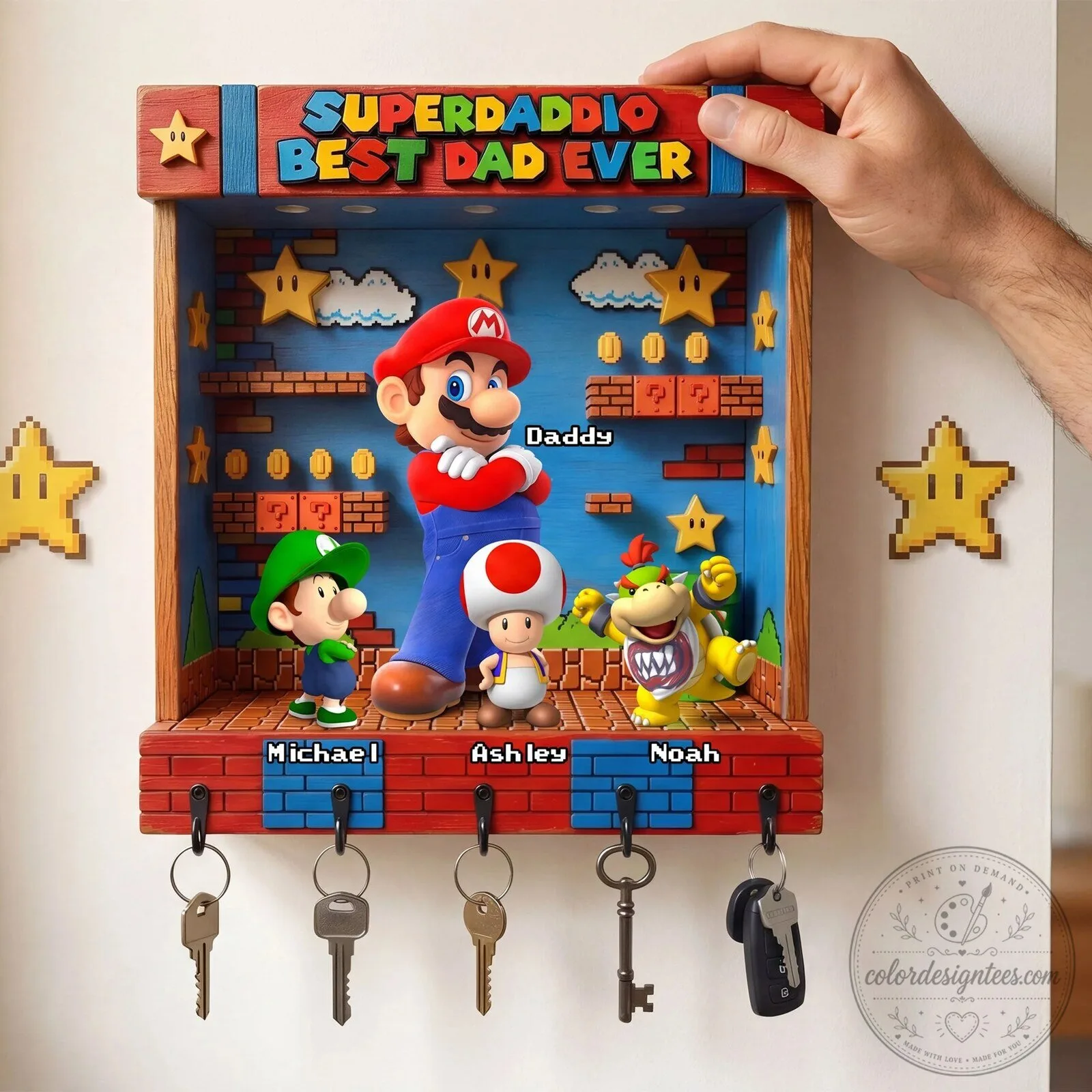 Super Mario Brothers Personalized Key Hanger for Dad