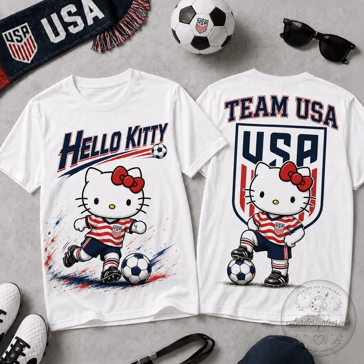 Hello Kitty Team USA Soccer Fan T-Shirt