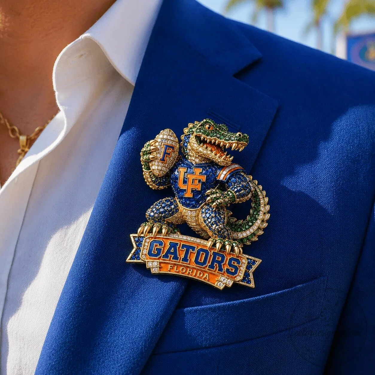 Florida Gators Football Alligator Brooch Pin with Rhinestones 9 Florida Gators Football Alligator Brooch Pin with Rhinestones