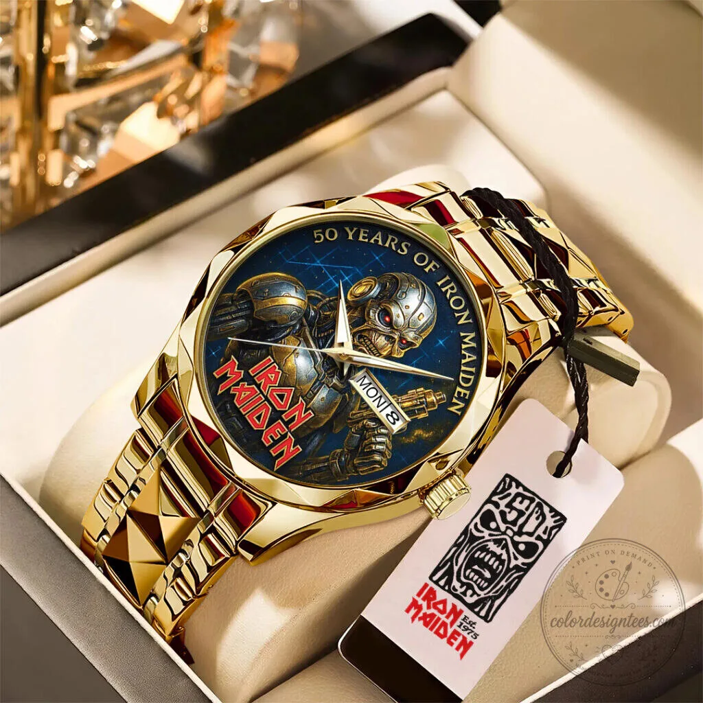 50th Anniversary Gold Quartz Watch for Iron Maiden - Luxury Edition