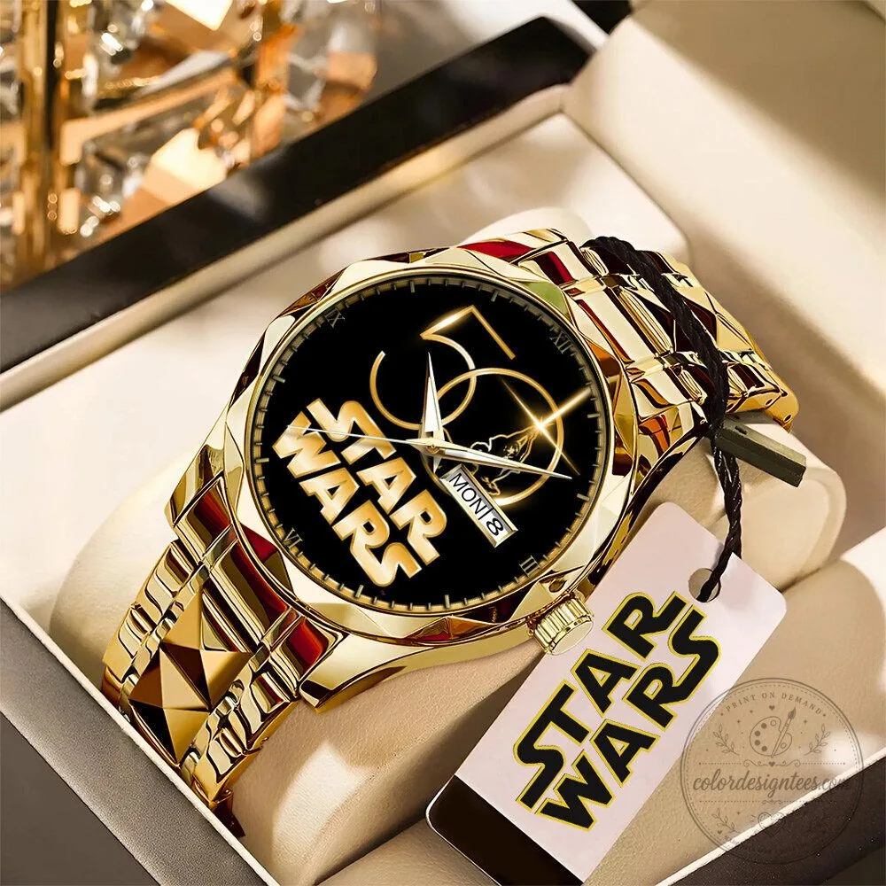 Star Wars 50th Anniversary Gold Stainless Steel Quartz Watch