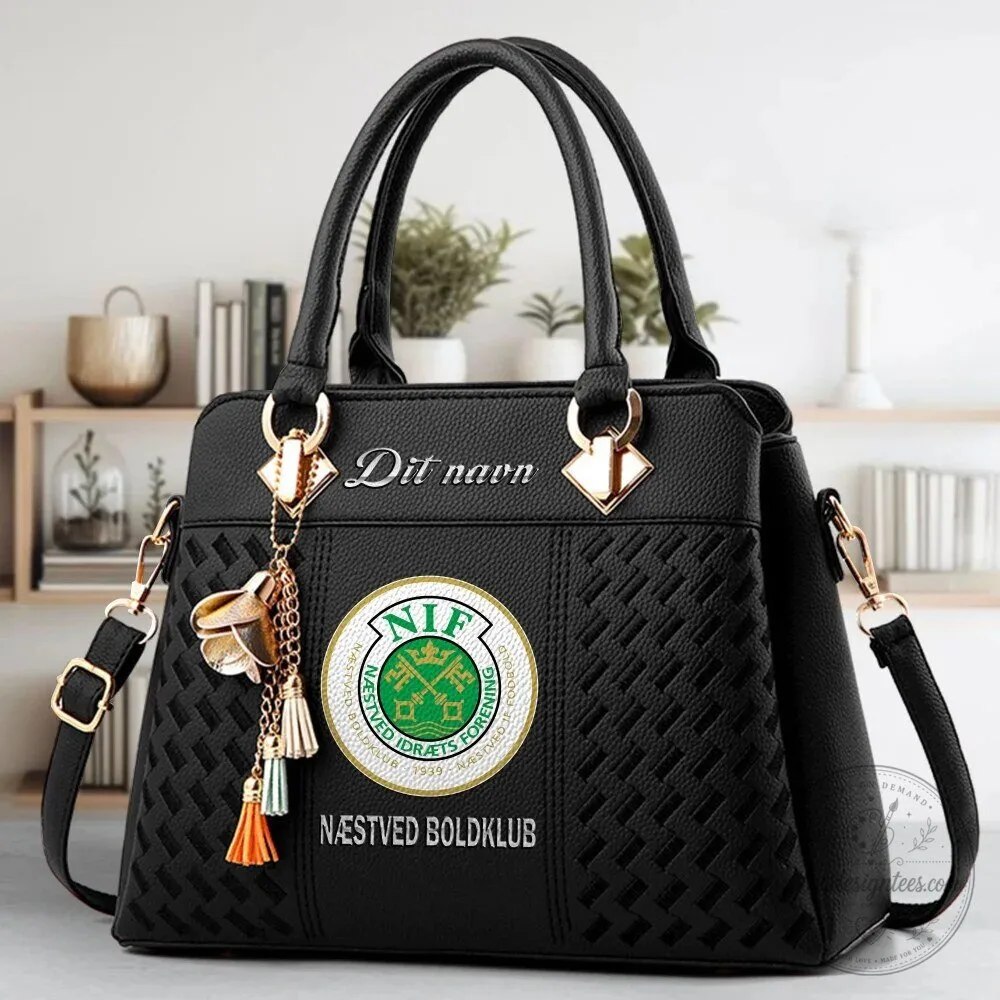 Naestved Boldklub Football Club Logo Black Faux Leather Handbag 5 Naestved Boldklub Football Club Logo Black Faux Leather Handbag
