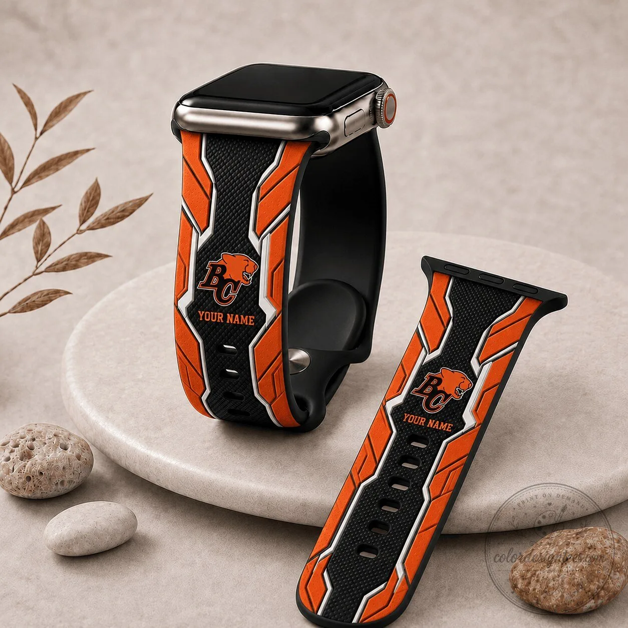 BC Lions Canadian Football League Team Apple Watch Band with Custom Name