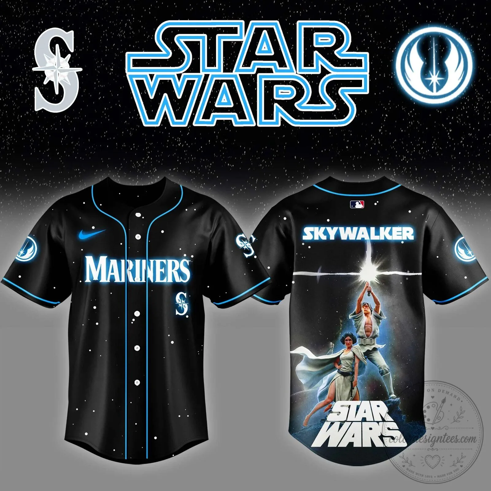 Luke Skywalker Star Wars Seattle Mariners Baseball Jersey